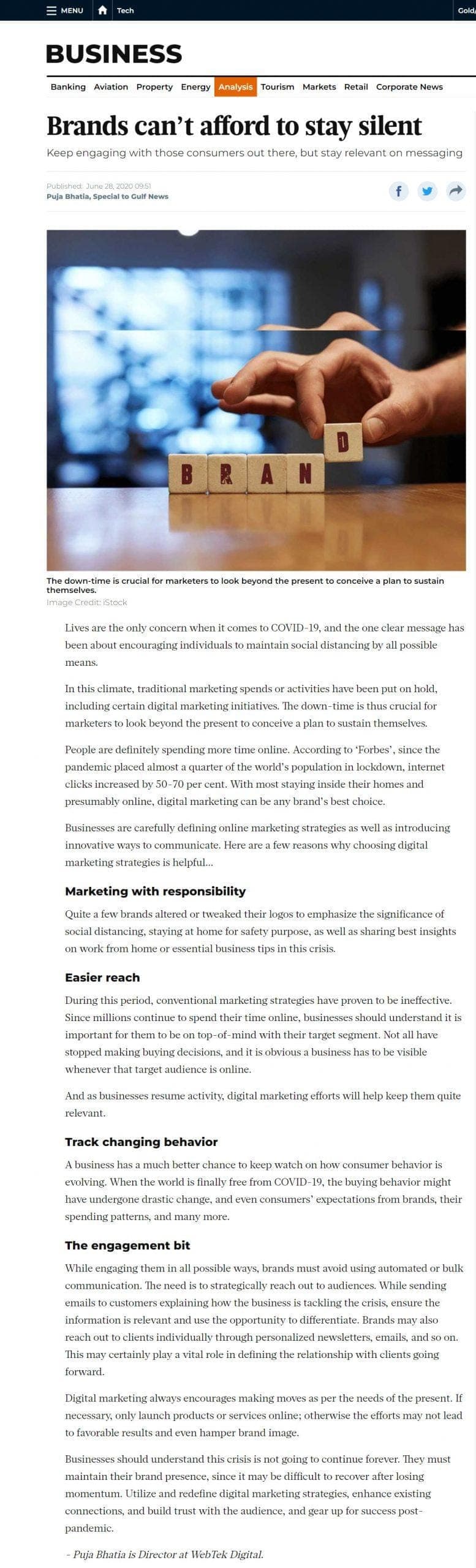 Webtek Digital featured in the UAE press